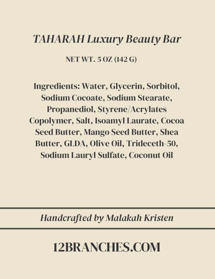 Taharah Beauty Bar (Fragrance-Free)